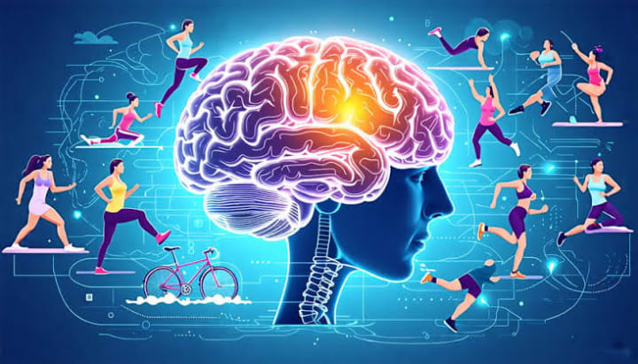 person concentrating with glowing brain